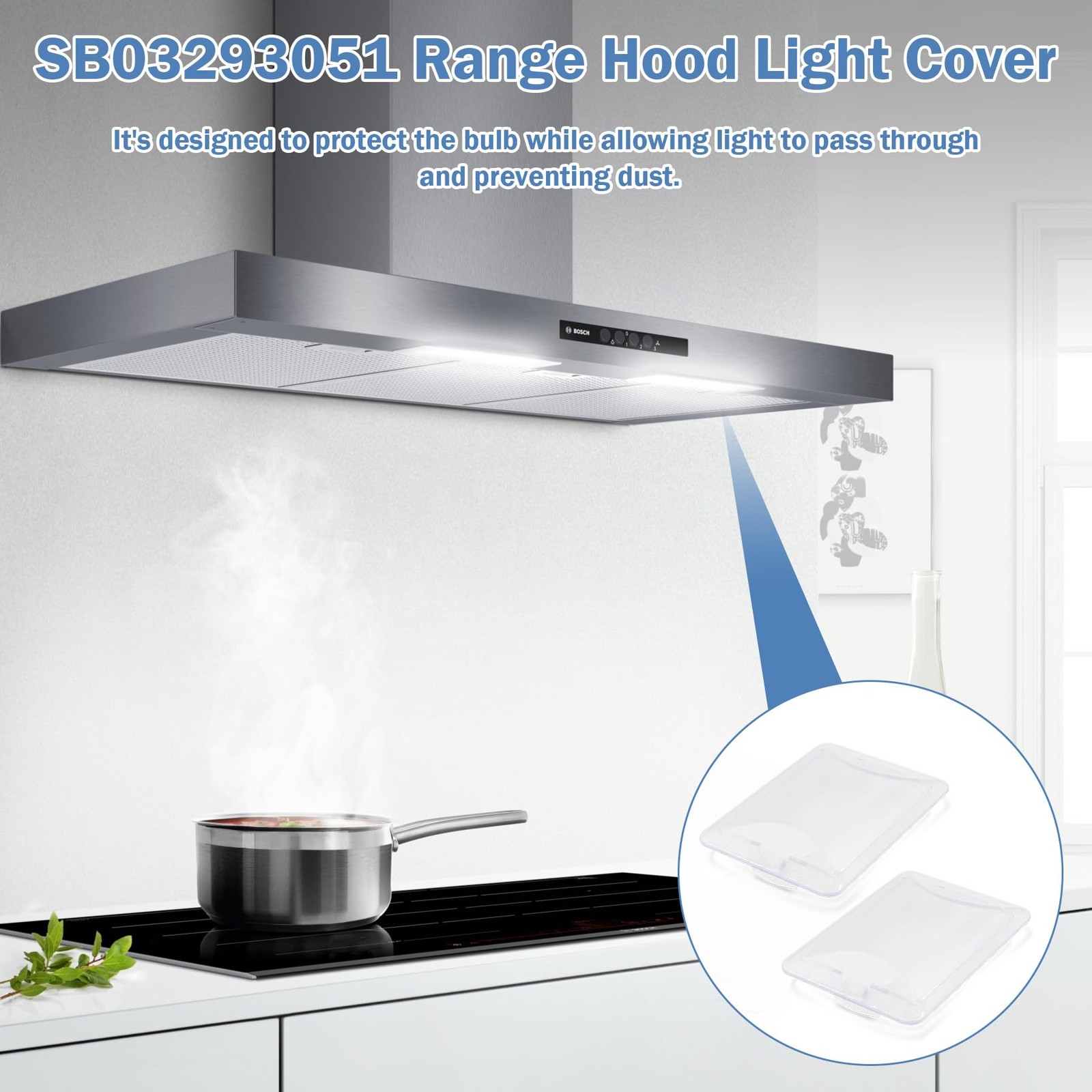 2 Pcs White Vent Light Covers Replacement for Broan Range Hood