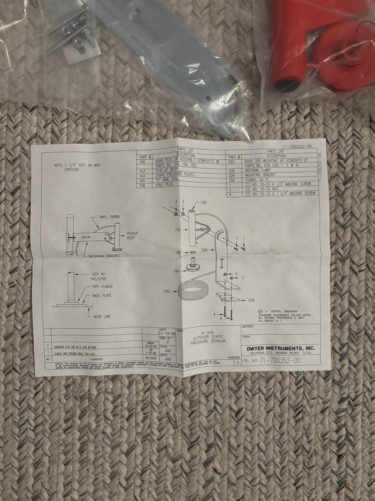 Dwyer A-306-K Outdoor Air Static Pressure Kit New In Box