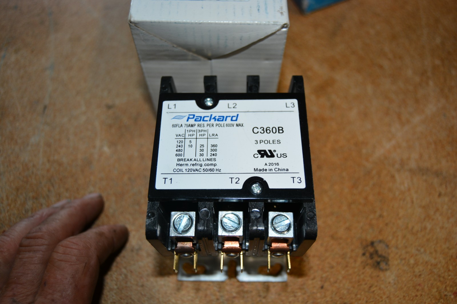 Packard C360B Contactor 3 Pole 60 Amps 120 Coil Voltage NEW