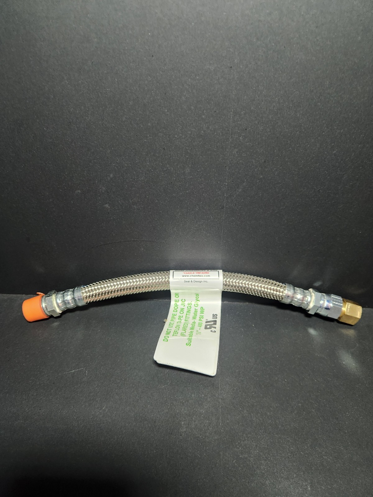 1/2″ Chamflex 12″ Fixed M NPT x F JIC Swivel with 5/8 ID Female Sweat Adapter