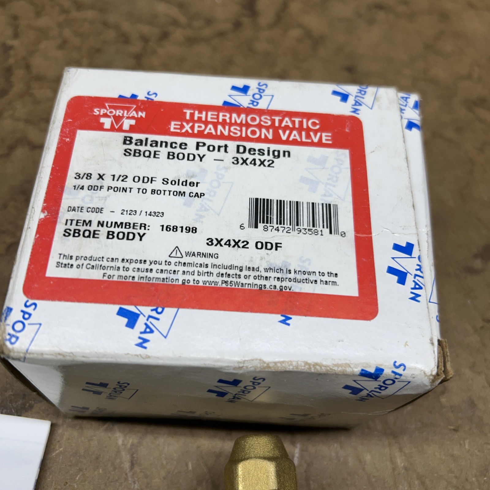Sporlan 168198 Thermostatic Expansion Valve 3/8″x1/2″x1/4″ ODF