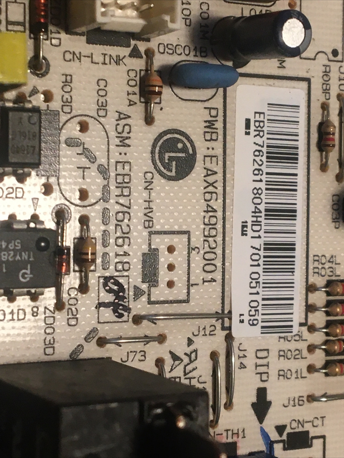 Friedrich ac model: CP12G10B / CP24G30A Power Supply Board EBR7626180
