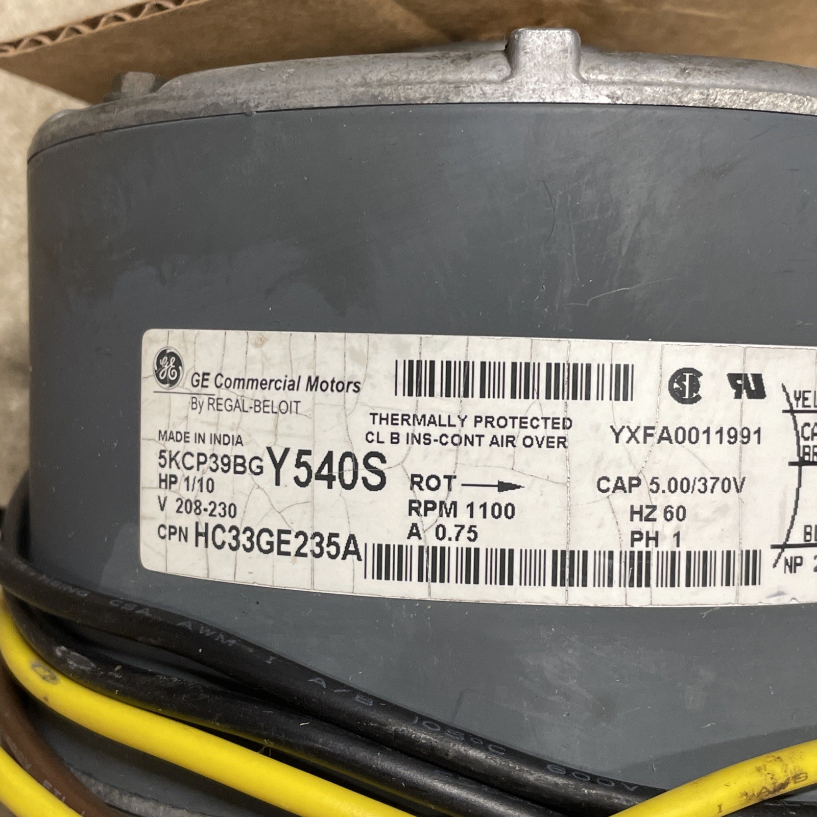 GE 5KCP39BGY540S Carrier HC33GE235A Condenser Fan Motor 1/10 HP 230V