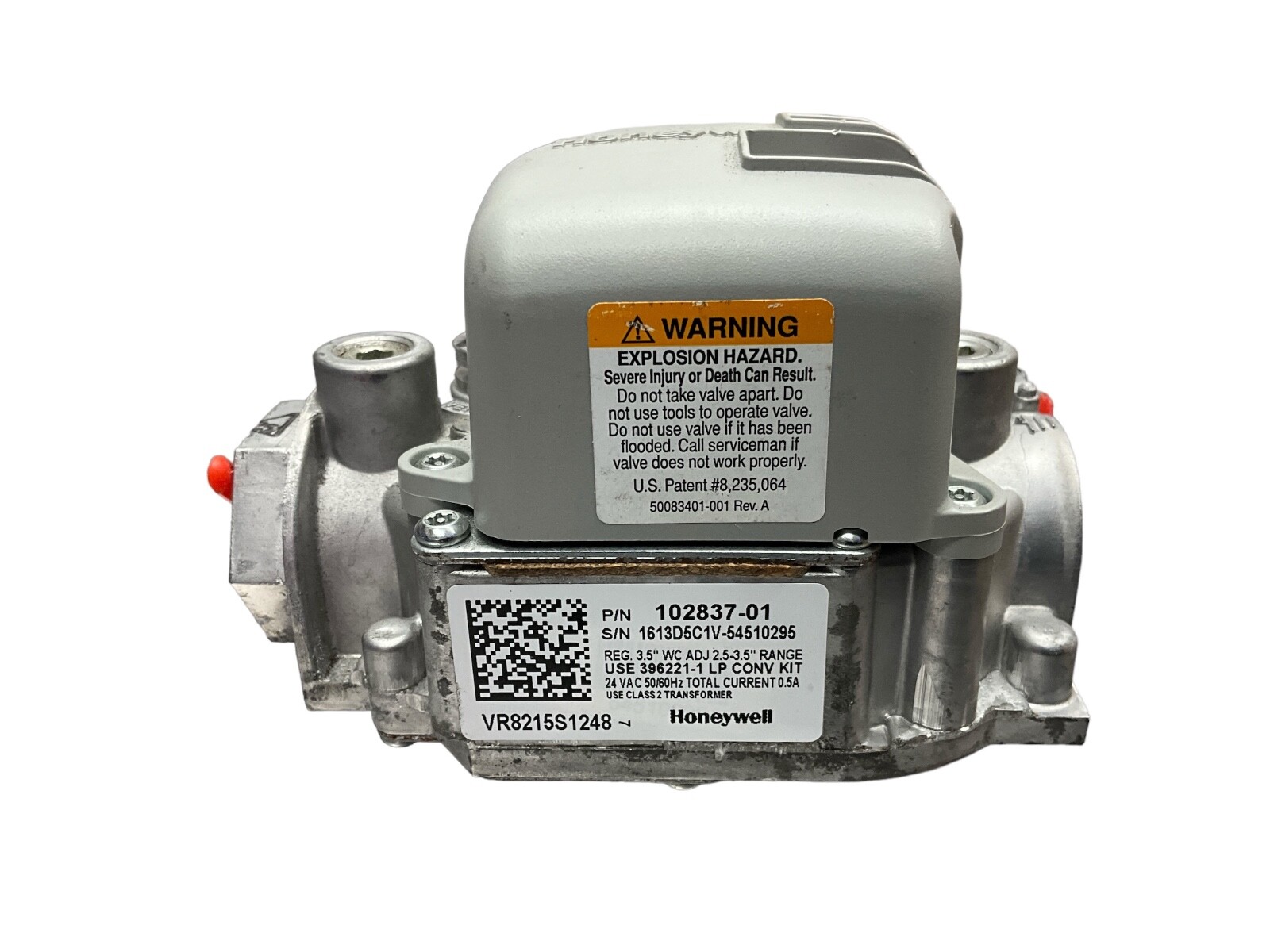 Honeywell VR8215S1248 102837-01 1/2″ 24V 1-Stage Direct Ignition Gas Valve