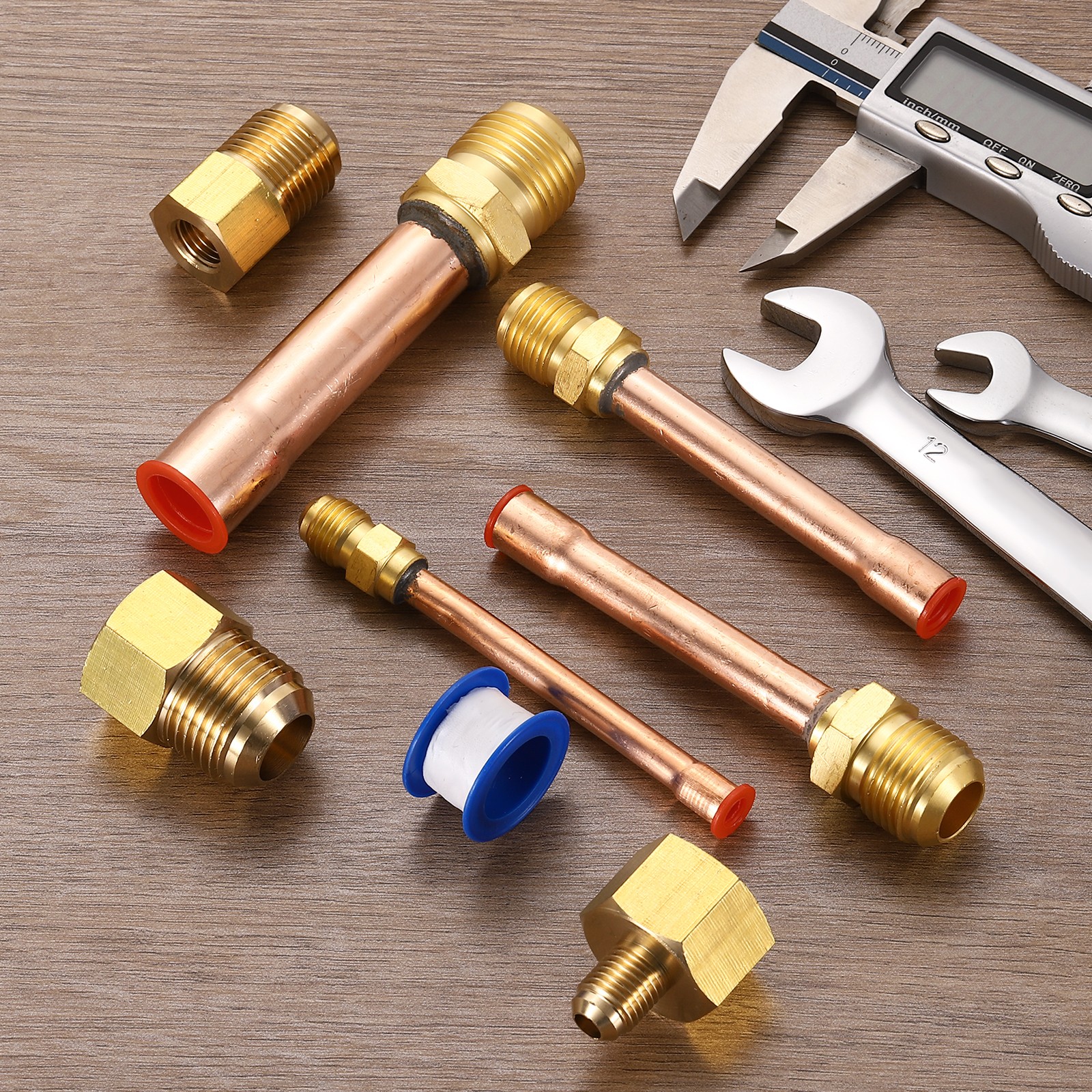 3/8 SAE Male Thread x 3/8″ OD Flare Connector with Copper Tube