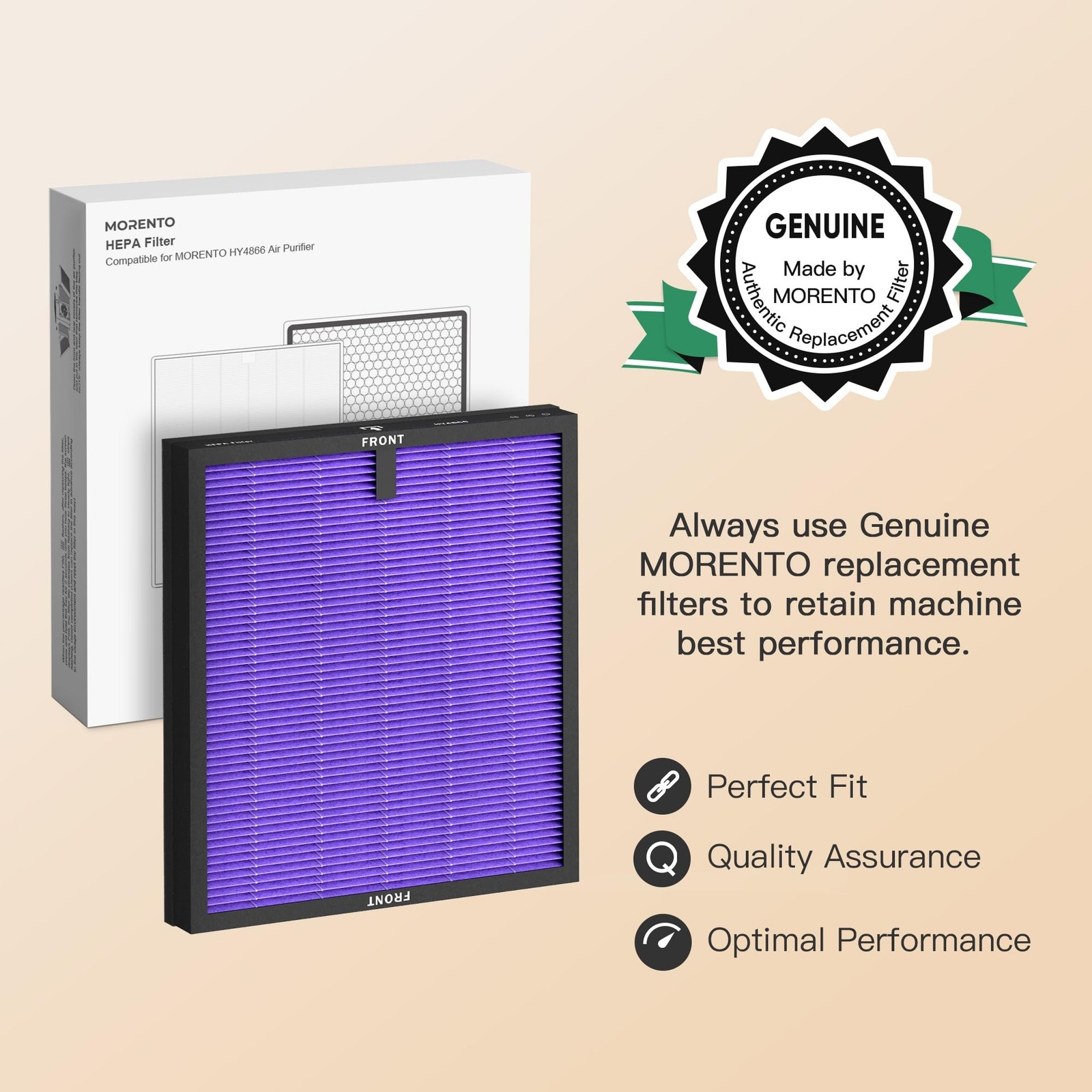 MORENTO 2 Pack HY4866 Genuine Air Purifier Replacement Filter for HY4866 Air …