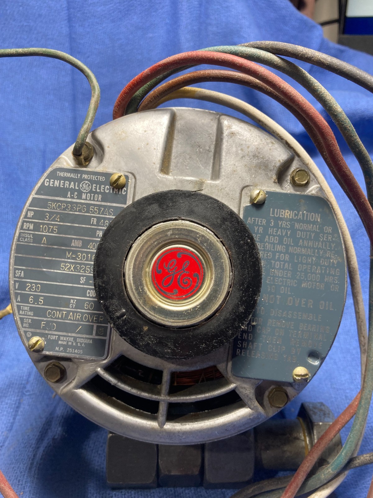 NOS GE HVAC FURNACE Replacement motor 5KCP33PG 557AS MADE IN USA. M-3016-1 AMANA
