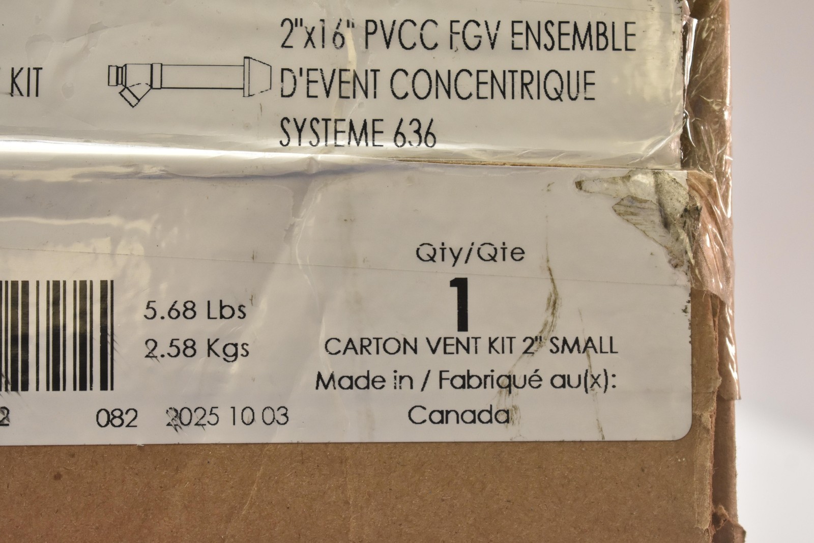 IPEX 197040 2×16 CPVC FGV Concentric Vent Kit System 636 Canada New Open Box