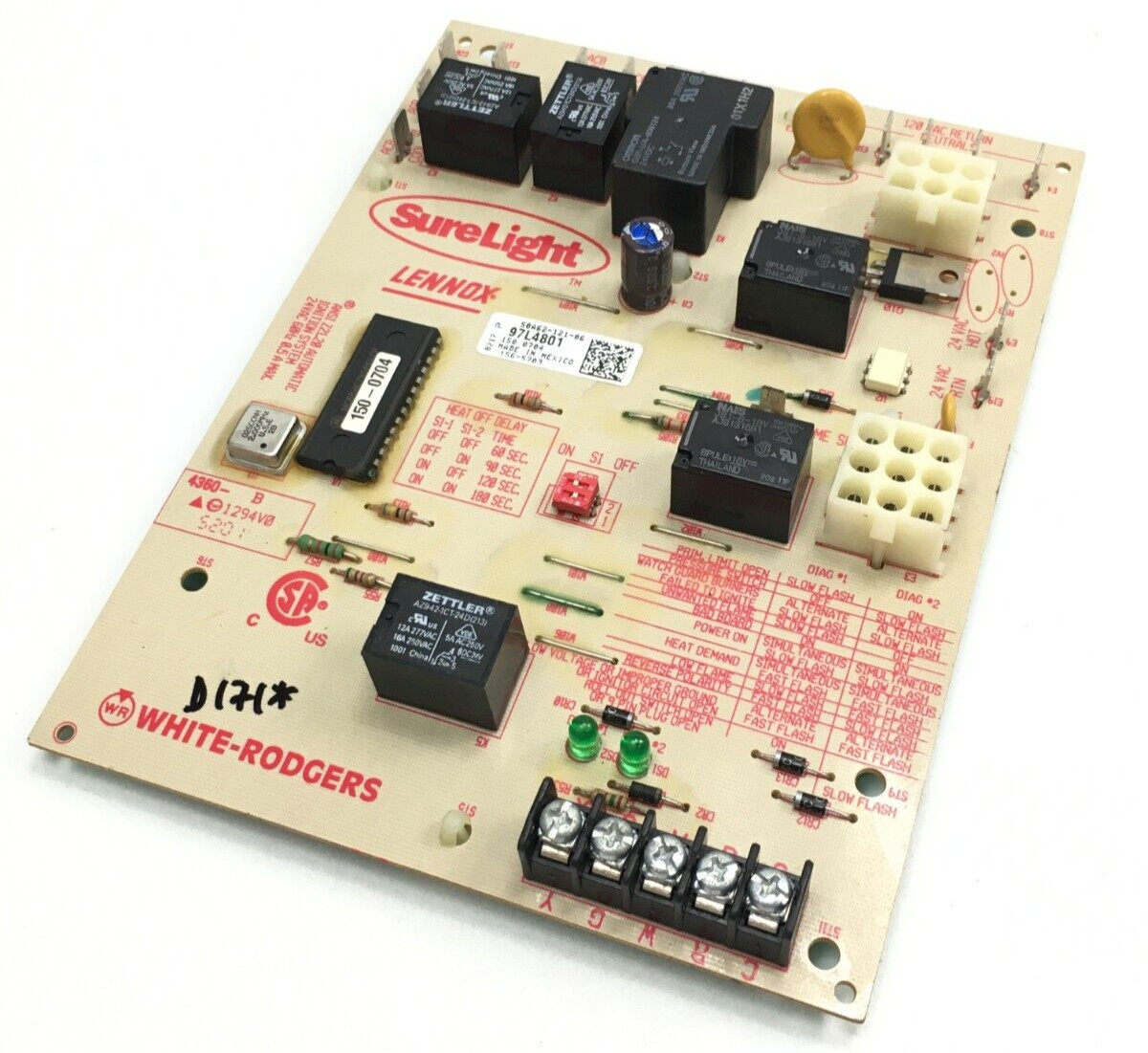 Lennox SureLight Control Board 97L4801 White Rodgers 50A62-121 used #D171*