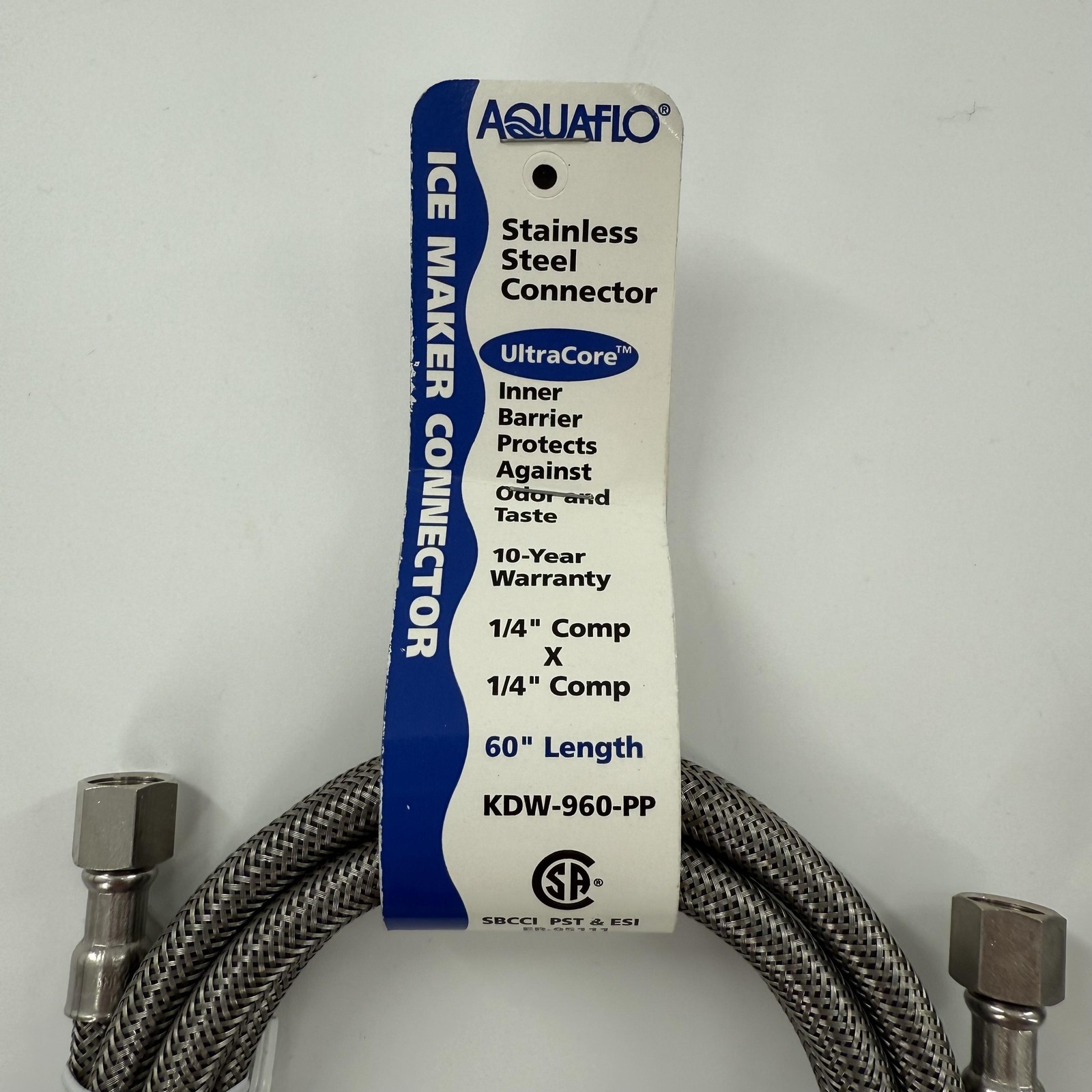 Aquaflo Ice Maker Connector 60″ Stainless Steel 1/4″ x 1/4″ Comp Hose 6 Pack