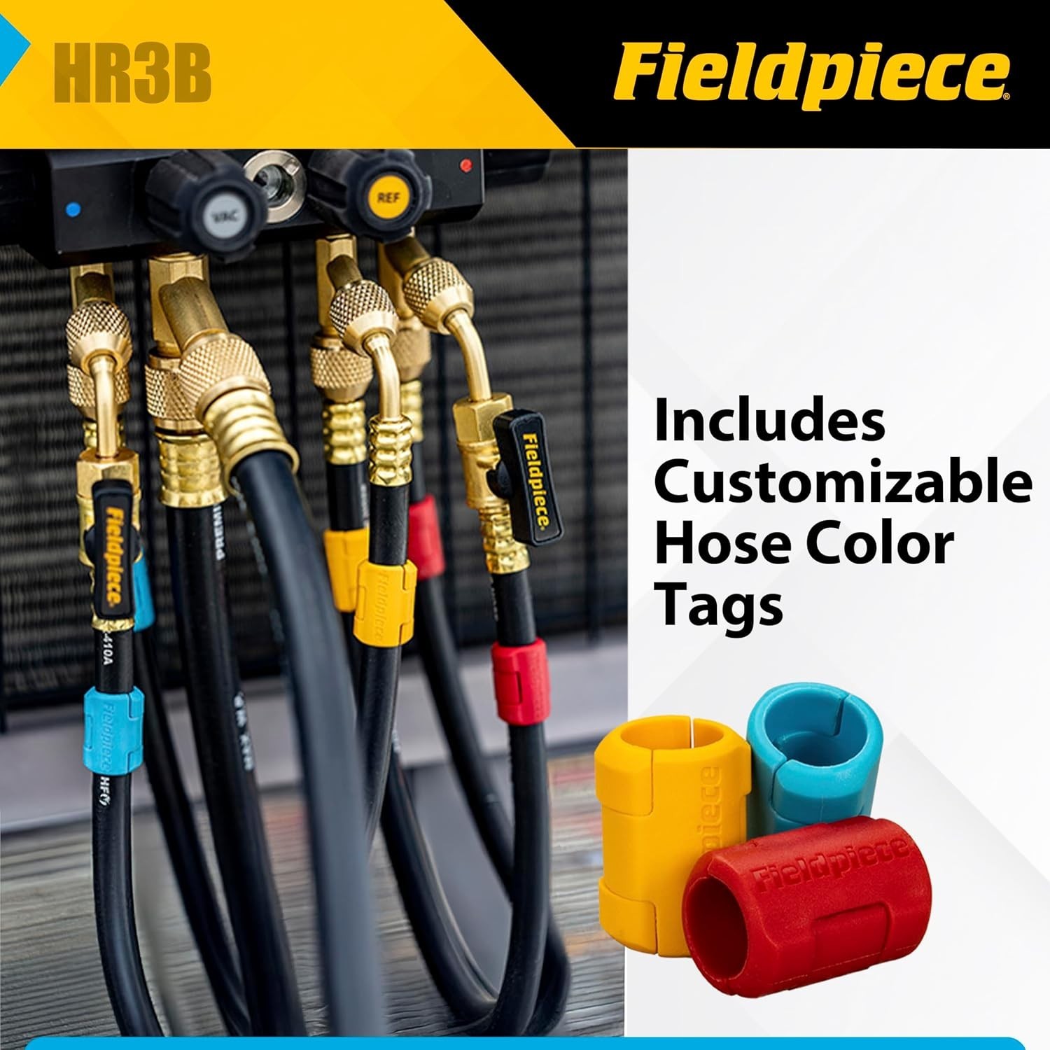 HR3B – ¼” Ball Valve Hose Set – 5 ft Refrigerant Charging & Recovery Hoses – …