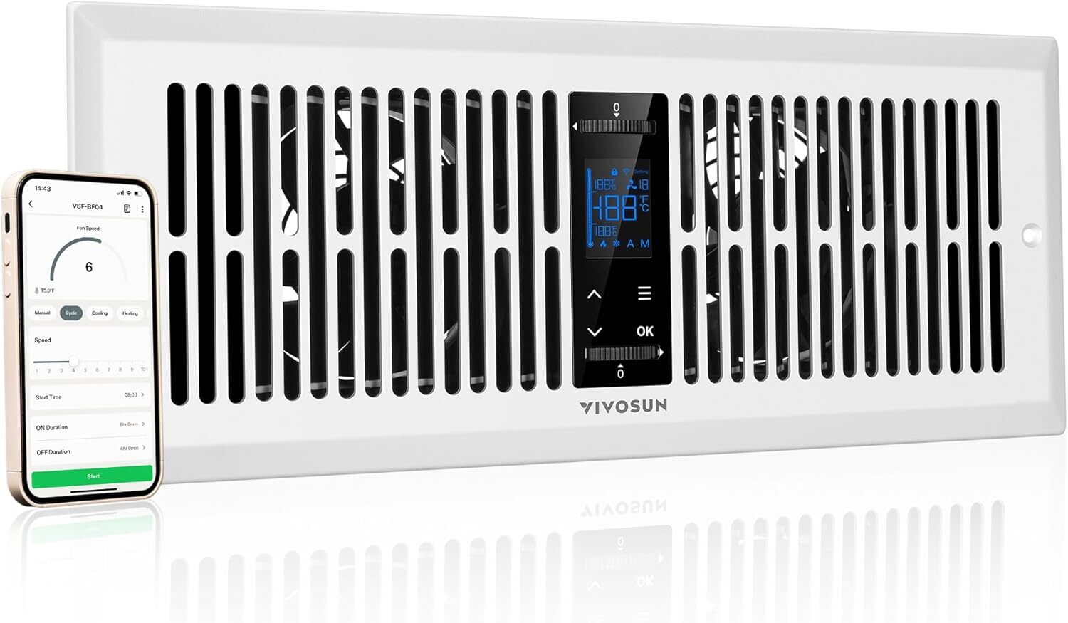 VIVOSUN 2PCS 4″x12″ Smart Quiet Register Fan Air Conditioner Cooling Air Booster
