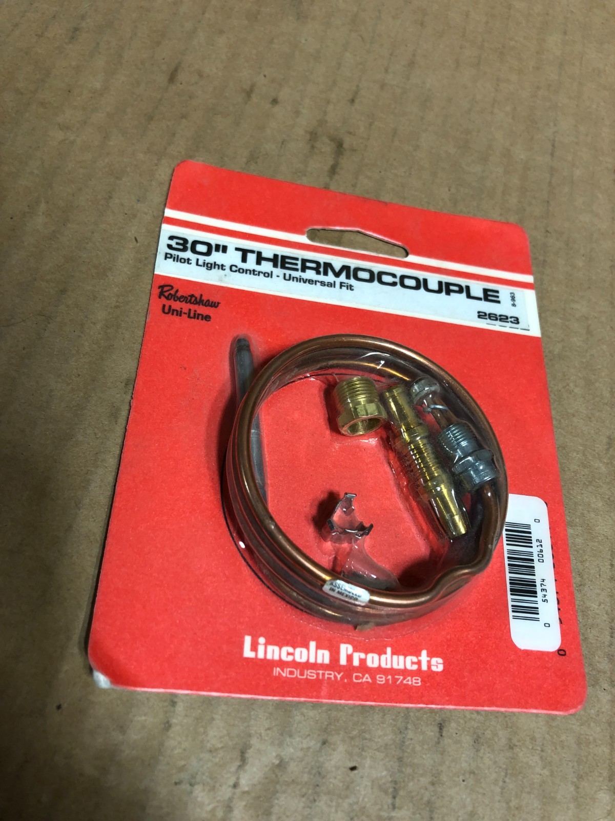 Robertshaw Thermocouple 30″ PILOT LIGHT CONTROL Snap Fit Universal 2623