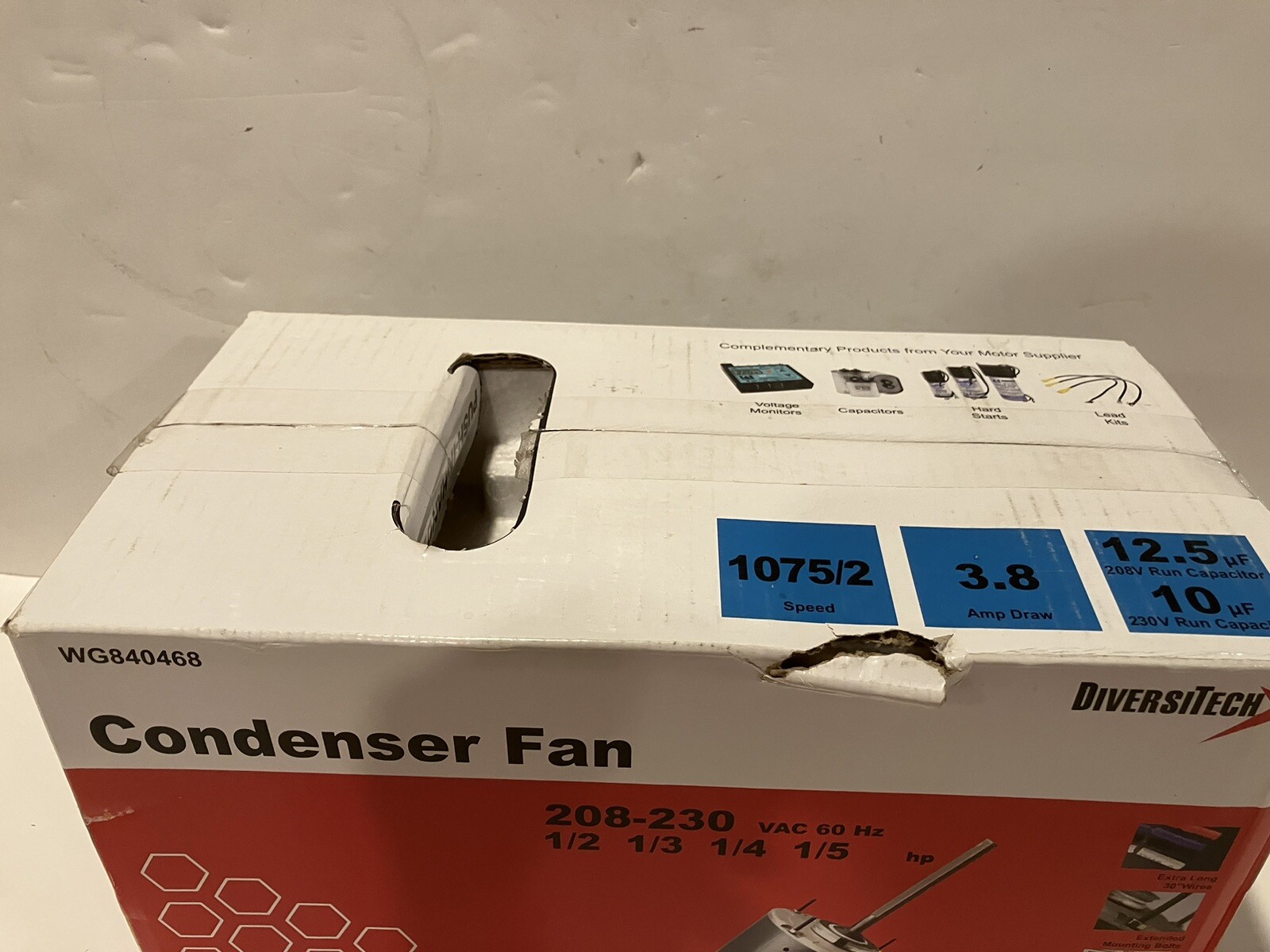 Diversitech Condenser Fan Motor WG840468 1/5-1/2 HP 208-230 VAC New in Box