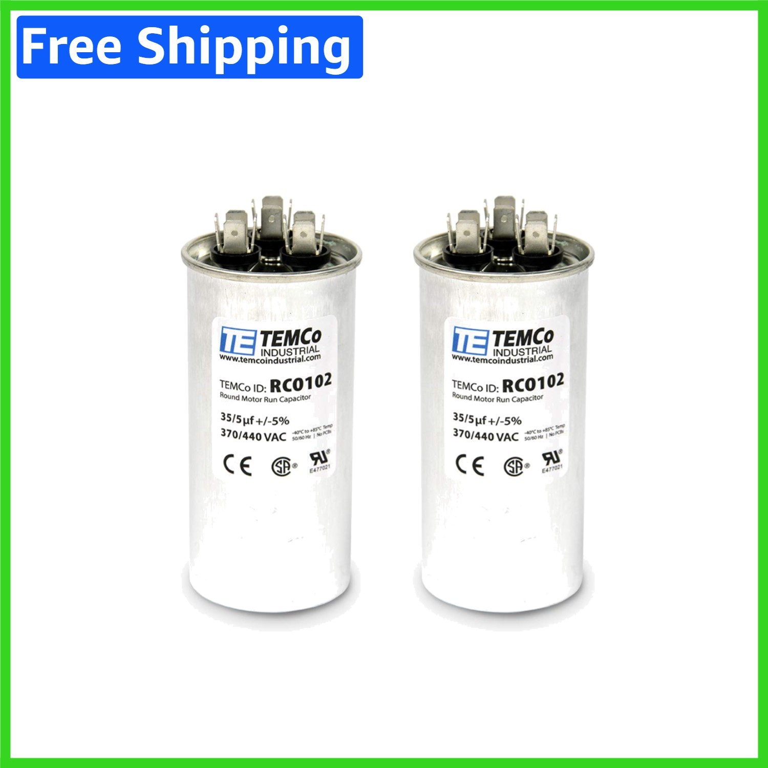 High Performance 35+5 uF Dual Run Capacitors – 2 Pack for HVAC Units, Rated
