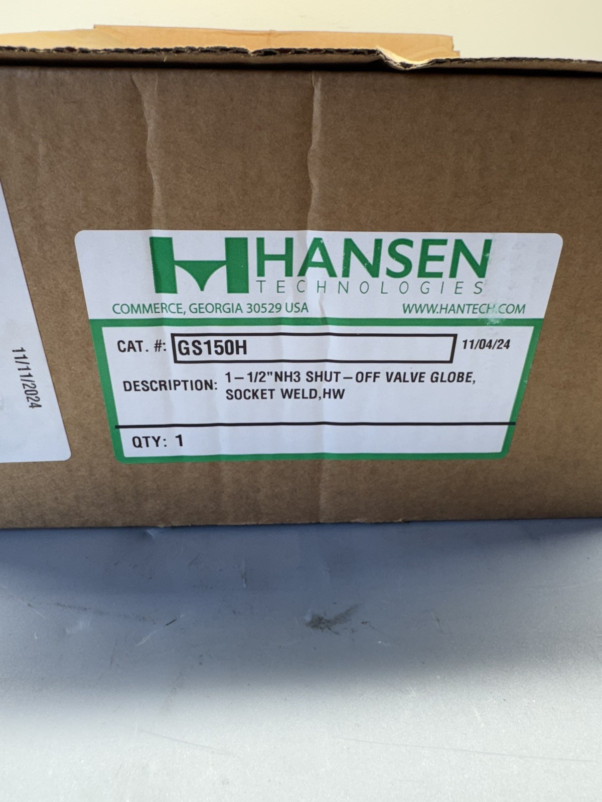 Hansen GS150H 1-1/2″ NH3 Shut-off Valve Angle, Globe, Socket Weld, Handwheel NEW