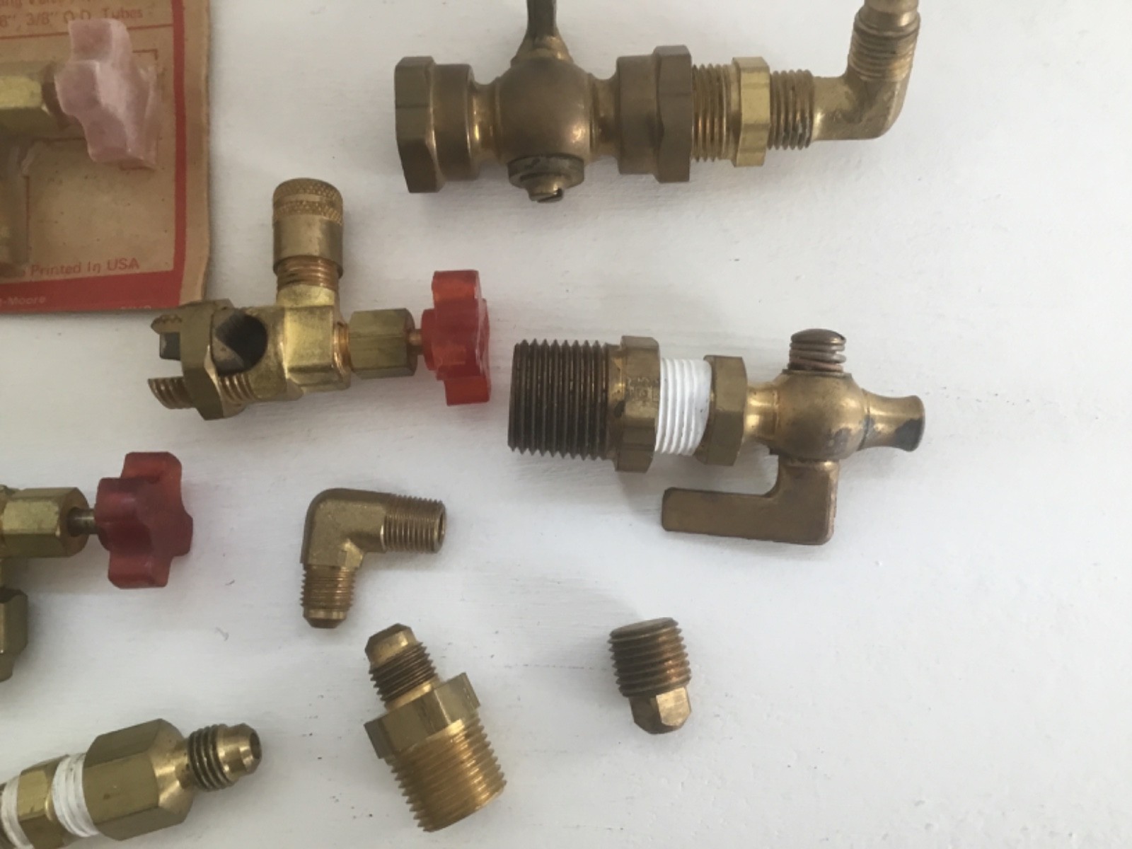 3 X Robinair 40288 Line Piercing Valves plus more solid Brass AC fittings
