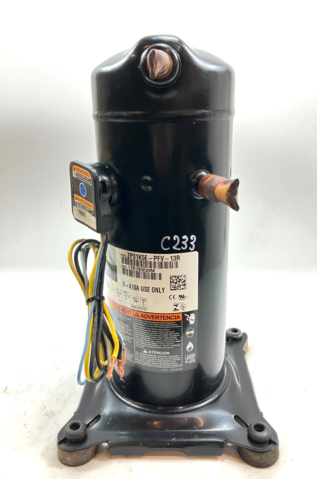 Copeland 2.5 Ton Scroll Compressor ZP31K5E-PFV-13R R410A 208/230V 1 PH used C233