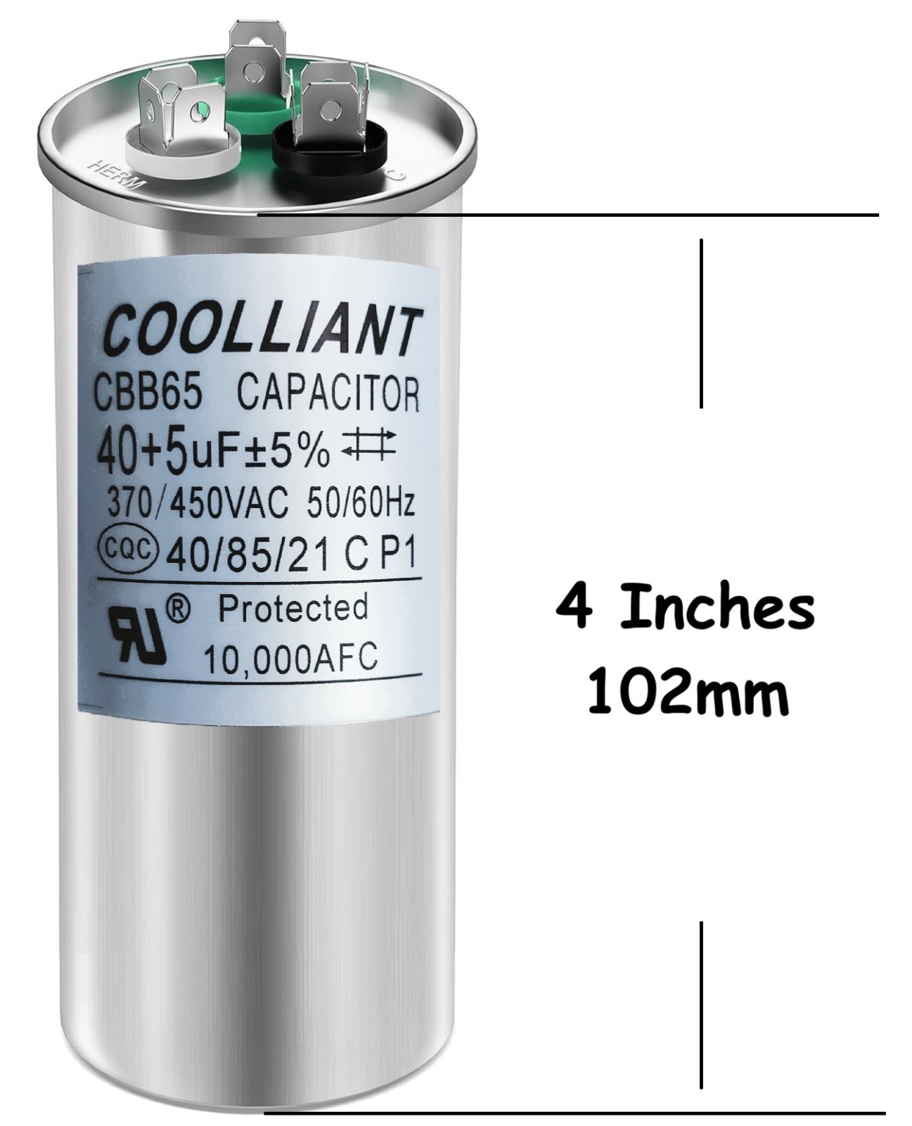 HVAC 40+5(uF/MFD) Dual Run/Start Capacitor for A/C Fan Motor and Compressor unit