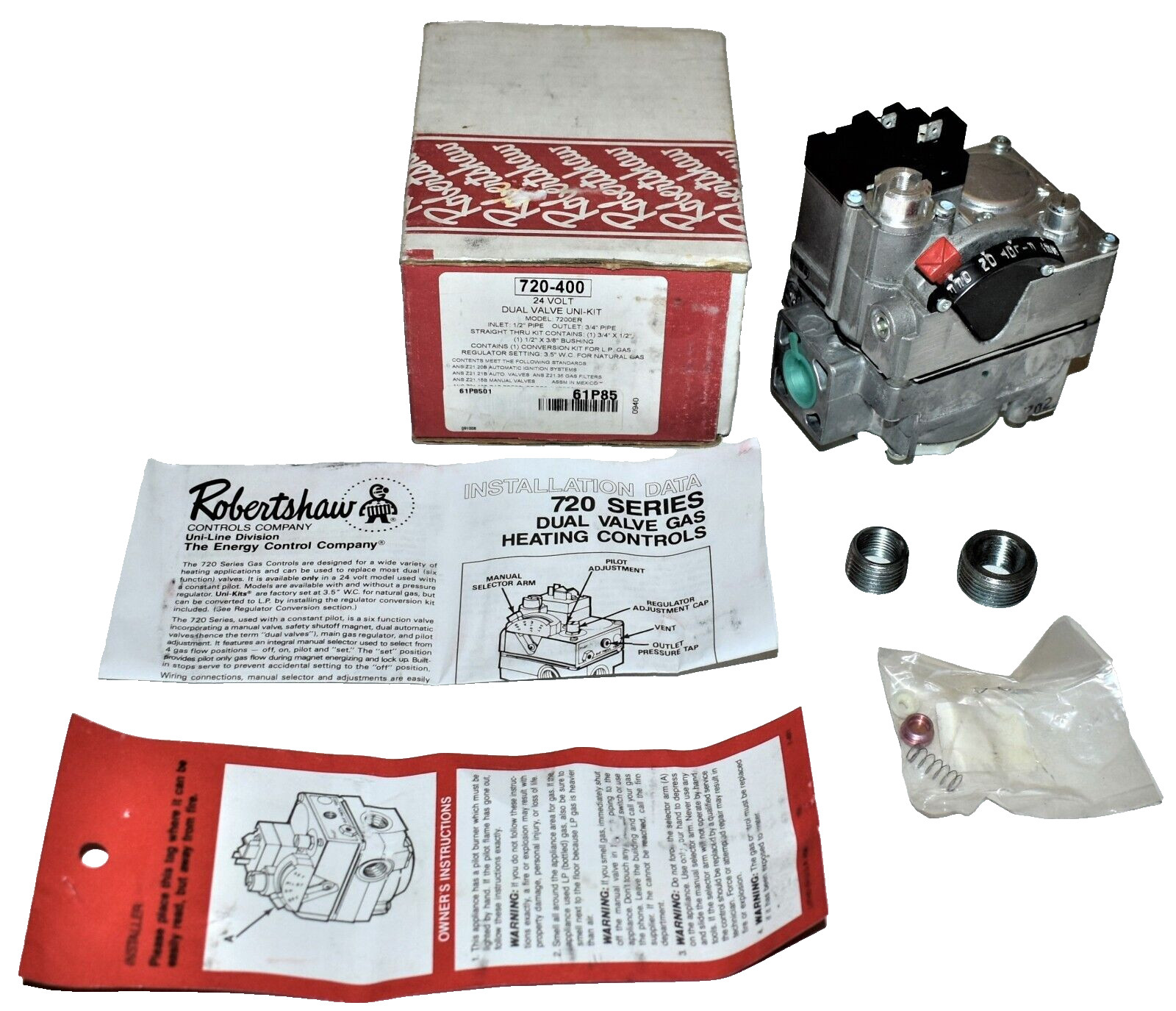 Robertshaw 720-400 Gas Heating Furnace Combo Valve 24V – 7200ER – Ng/Lp NEW