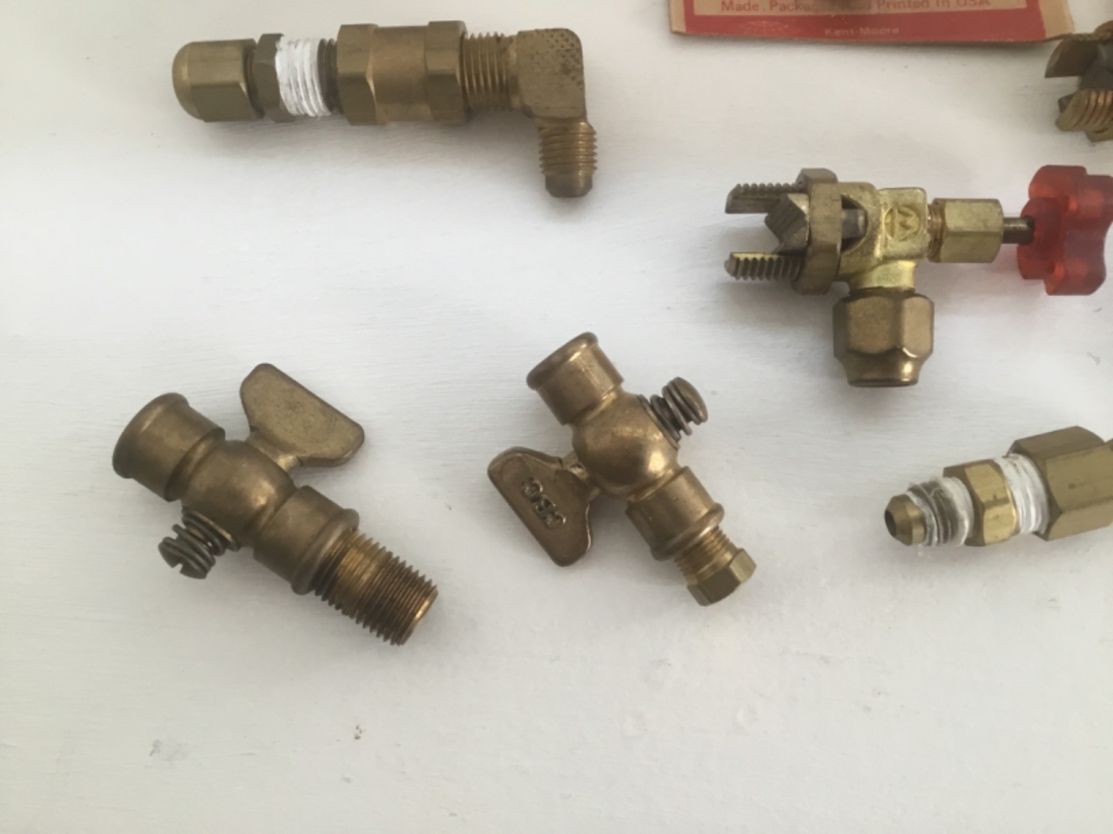 3 X Robinair 40288 Line Piercing Valves plus more solid Brass AC fittings