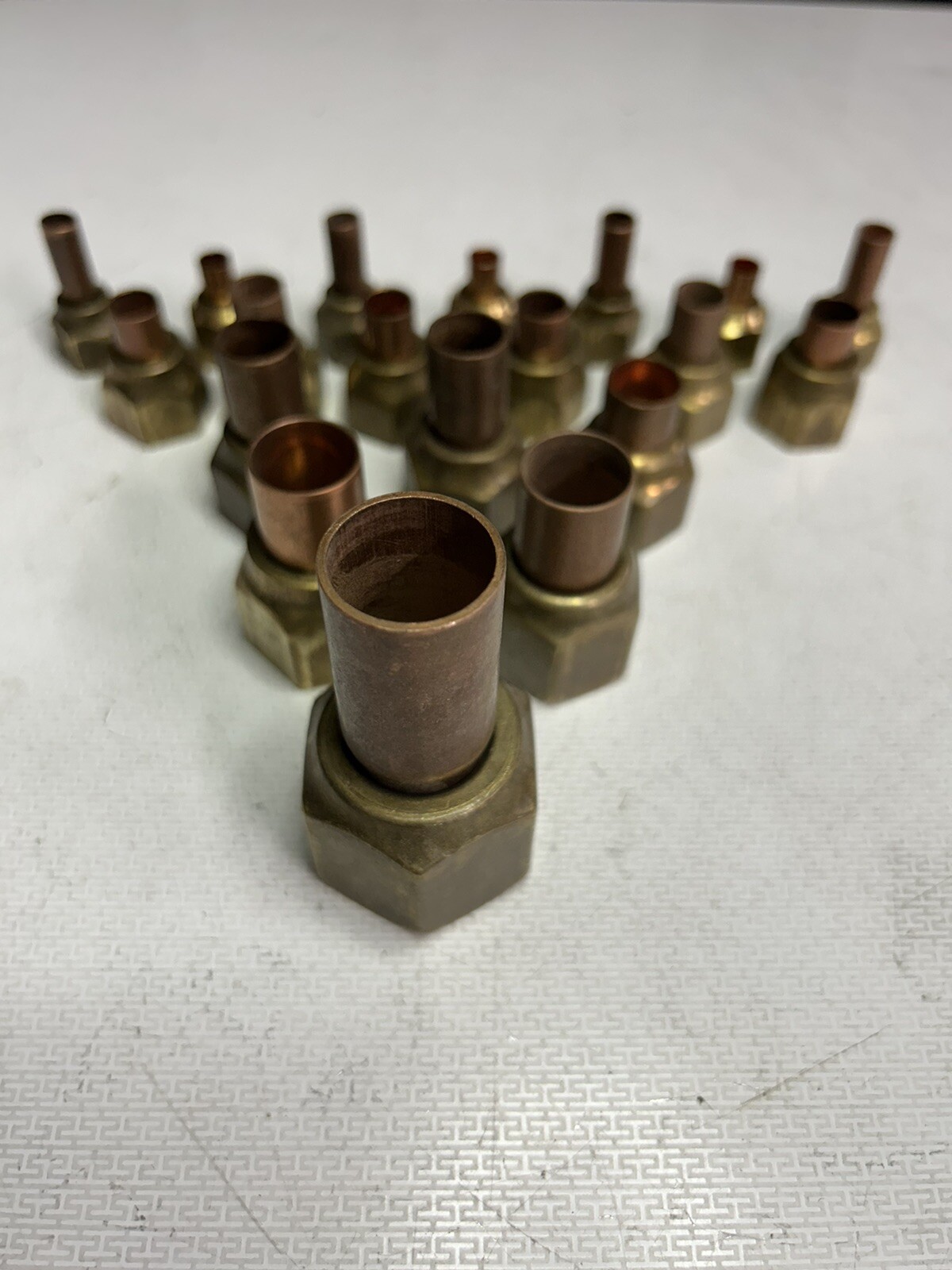 Assortment Of Sweat Flare Nuts 1@3/4” 2@5/8” 3@ 1/2” 6@3/8” 7@1/4” Total Of 19 .