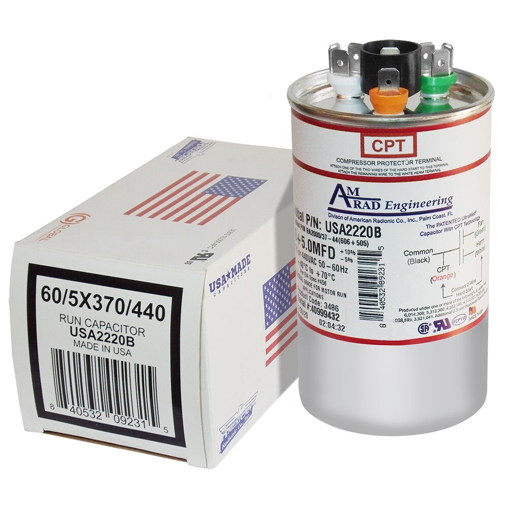 Amrad Replacement for Totaline P291-6054R Dual Capacitor 440 Volt 60 + 5 MFD
