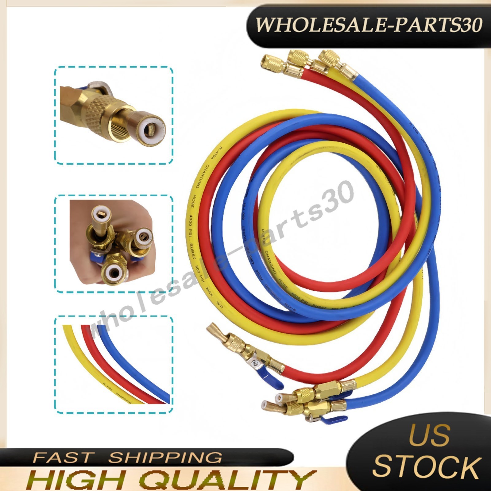 For 29986 Plus II 72″ HVAC Charging Hose Set 1/4″ (3-Pack) NEW USA