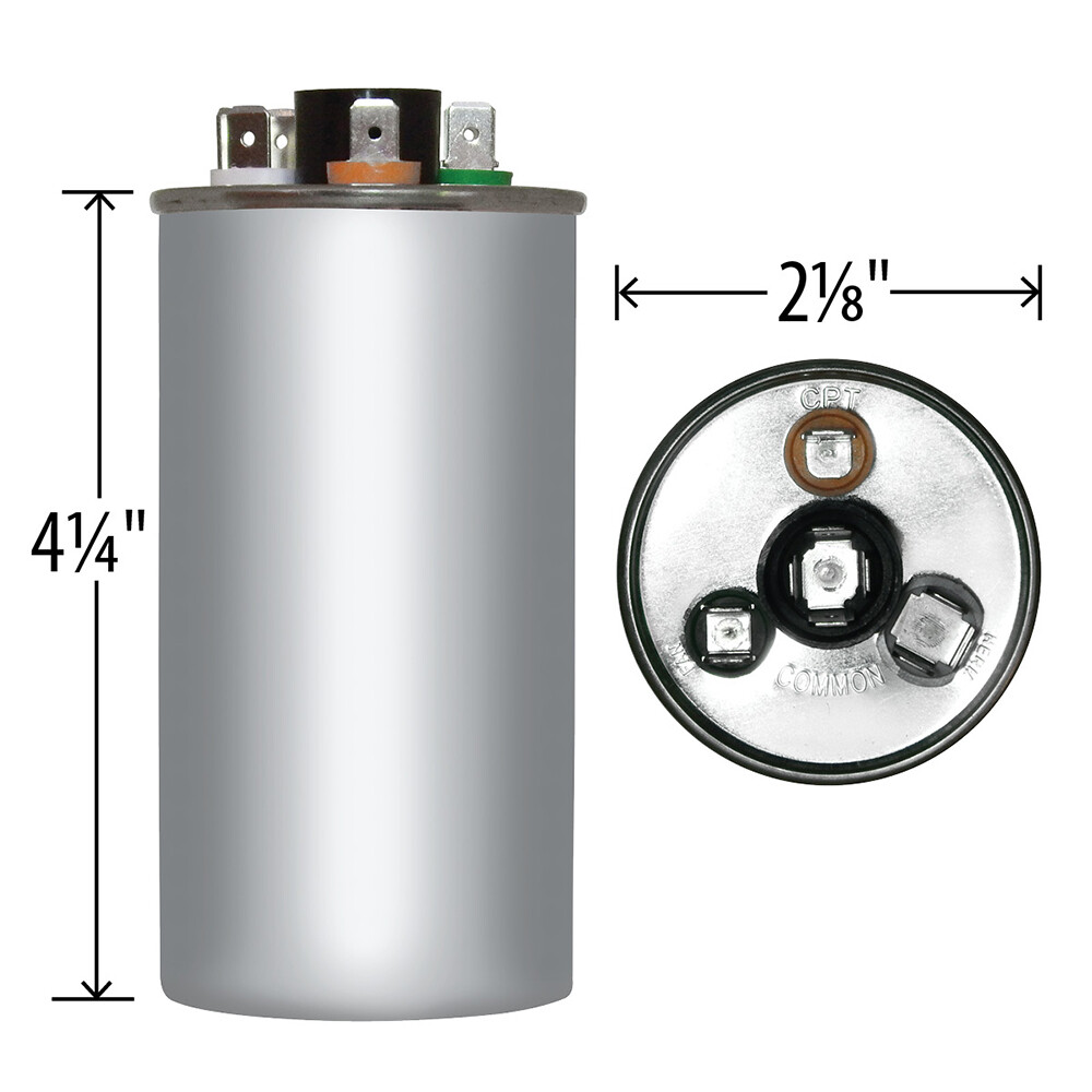 AmRad USA2232 Round Run Capacitor 40+7.5 uF MFD 370 / 440 Volt Made in USA