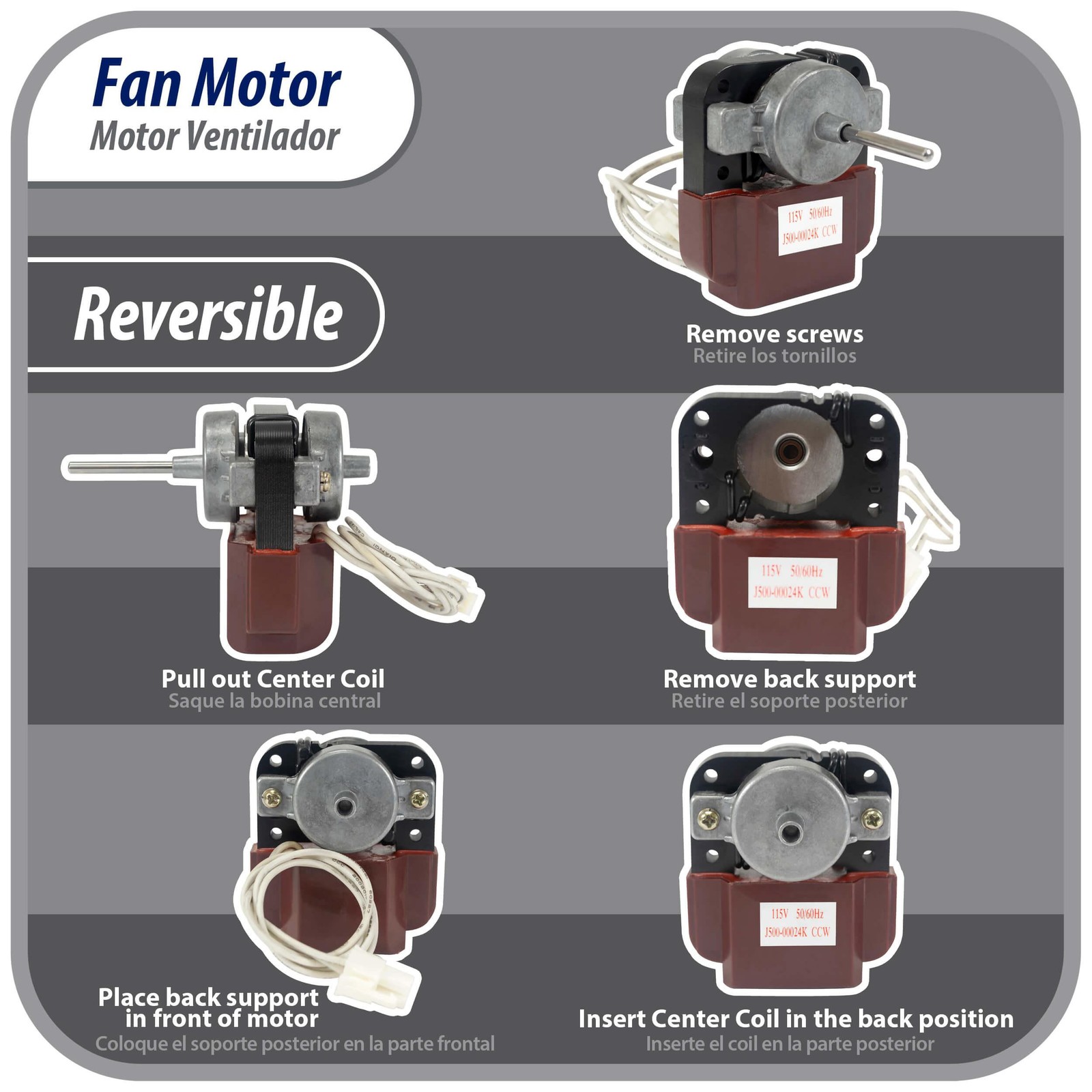 Appli Parts APFM-500 8 W Fan Motor, 110 V, 50/60 Hz, 0.16 A, 2800 rpm, CCW rotat