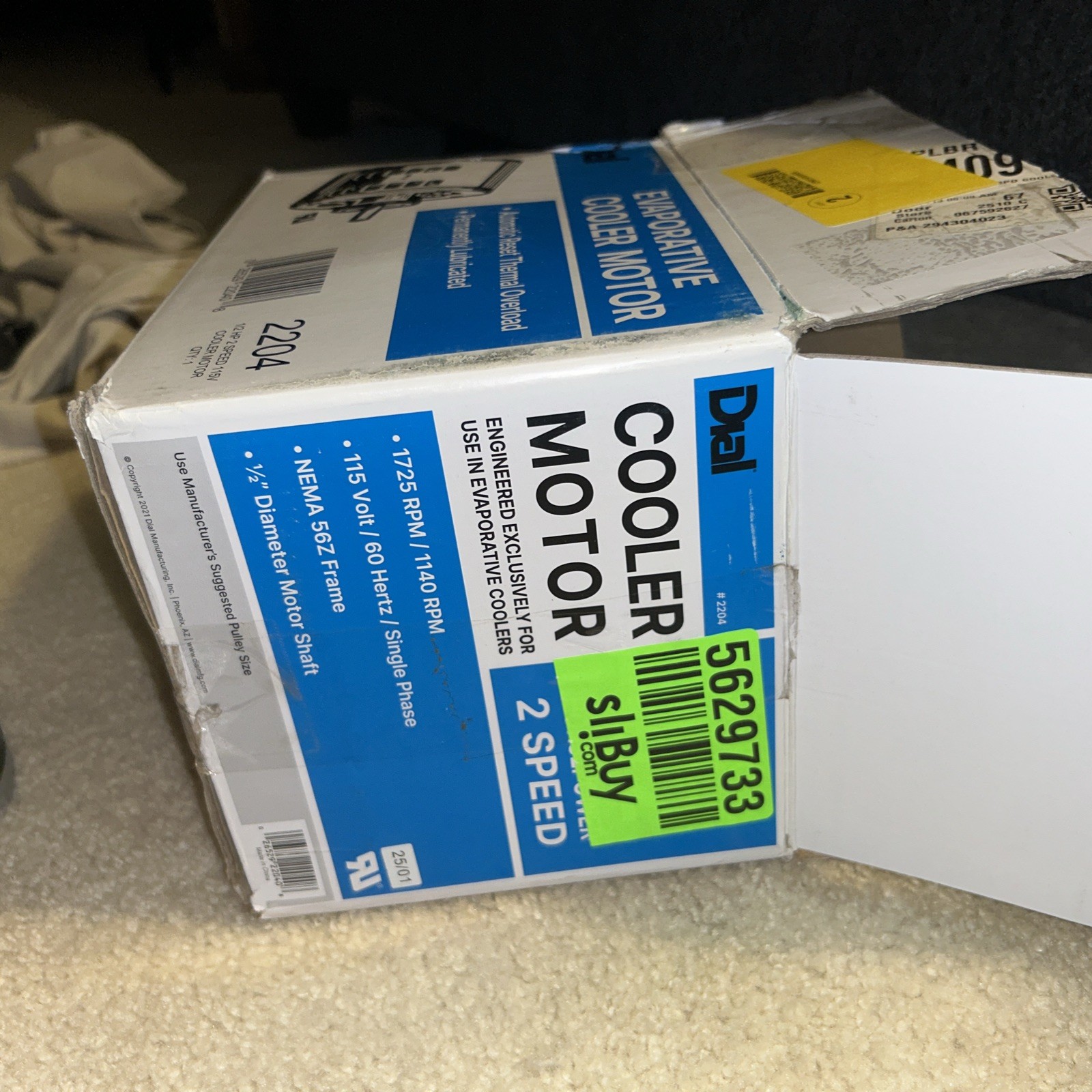 2-Speed 1/2 HP Evaporative Cooler Motor Open Box Ships In Box