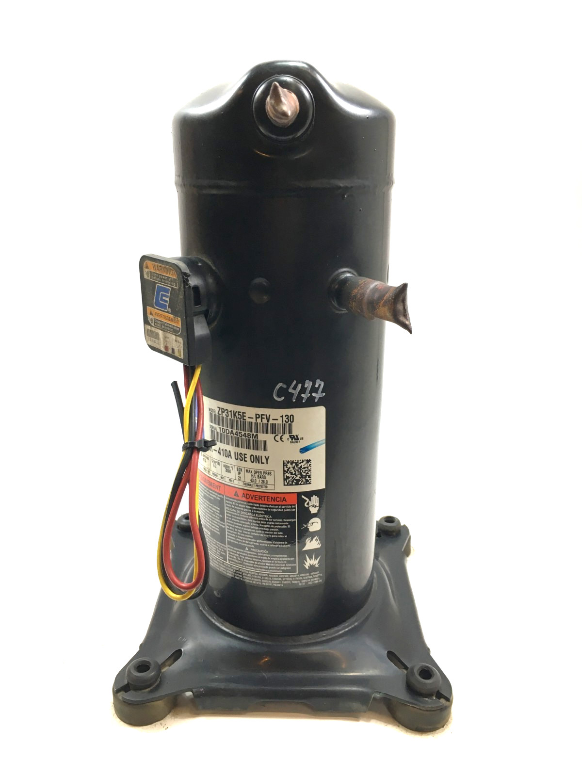 Copeland 2.5 Ton Scroll Compressor ZP31K5E-PFV-130 R410A 208/230V 1 PH used C477