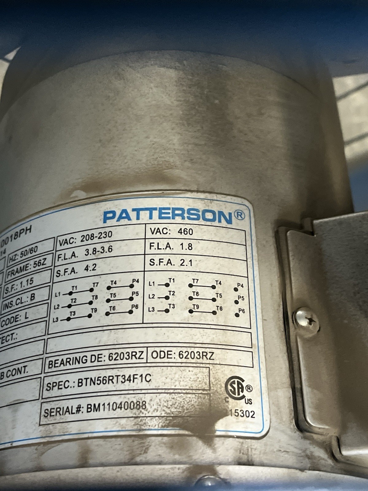 PATTERSON 22” .5HP/230V/1740RPM INDUSTRIAL HIGH VELOCITY FAN **NJ LOCAL PICKUP**