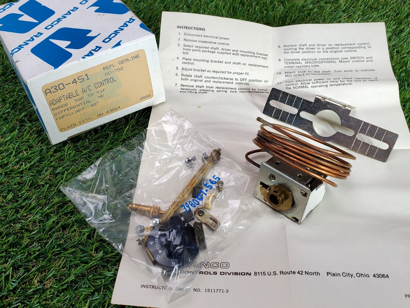 Ranco A30-451 Adaptable A/C Control, GC-702 (NOS)