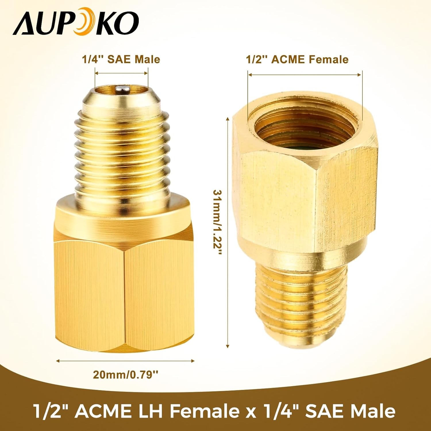 Vacuum Pump Adapter, Refrigerant Tank to Fitting Adapter, 1/2’’ Female to 1/4’