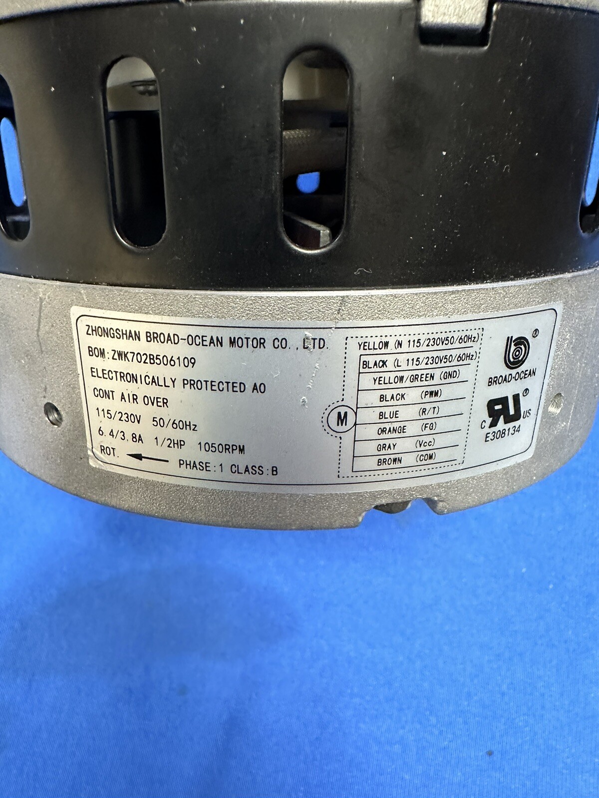 Rheem Broad Ocean 1/2 HP Blower Motor 20190929 ZWK702B506109 115/230V