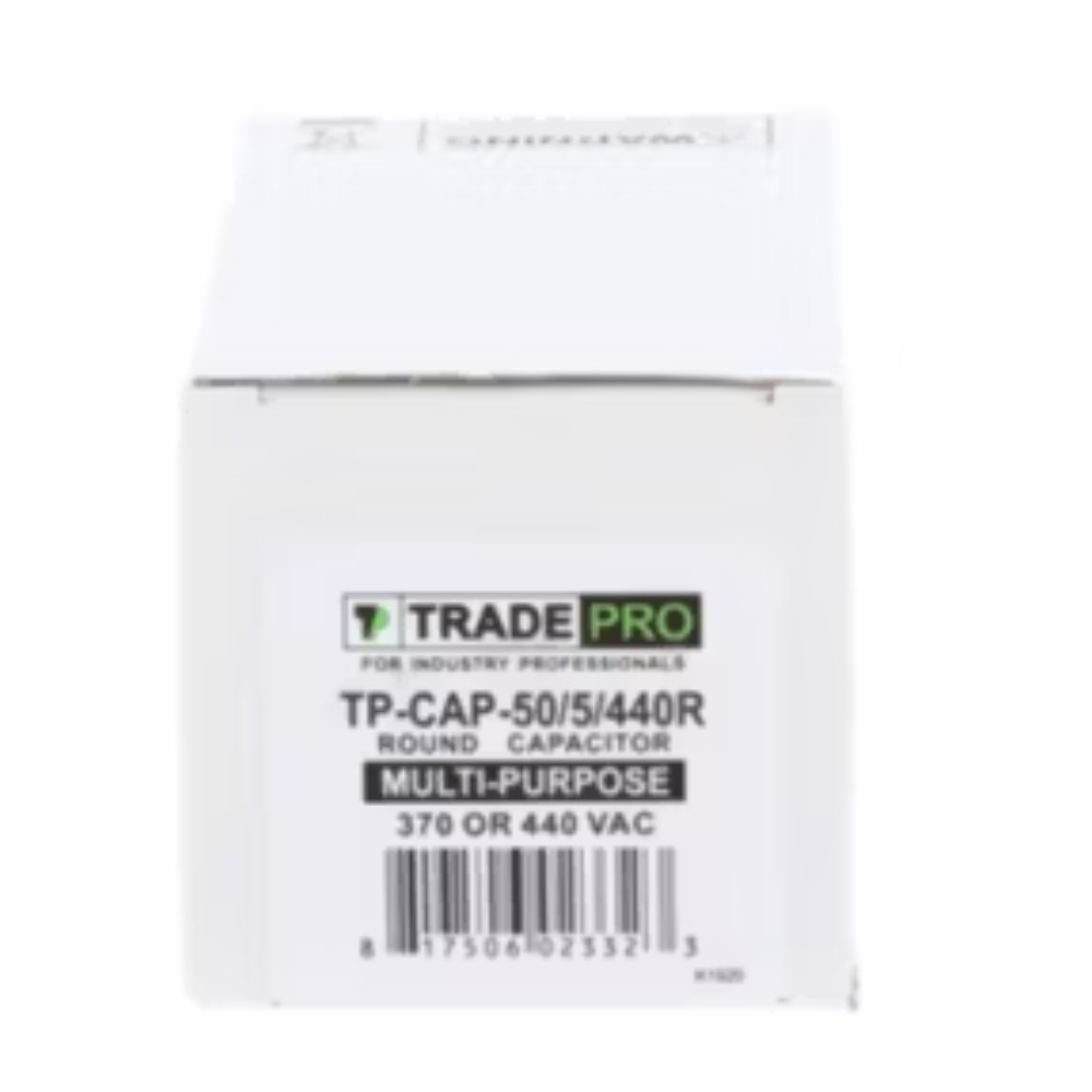 Run Capacitor, 50/5/440 VAC, Round, Dual Rated