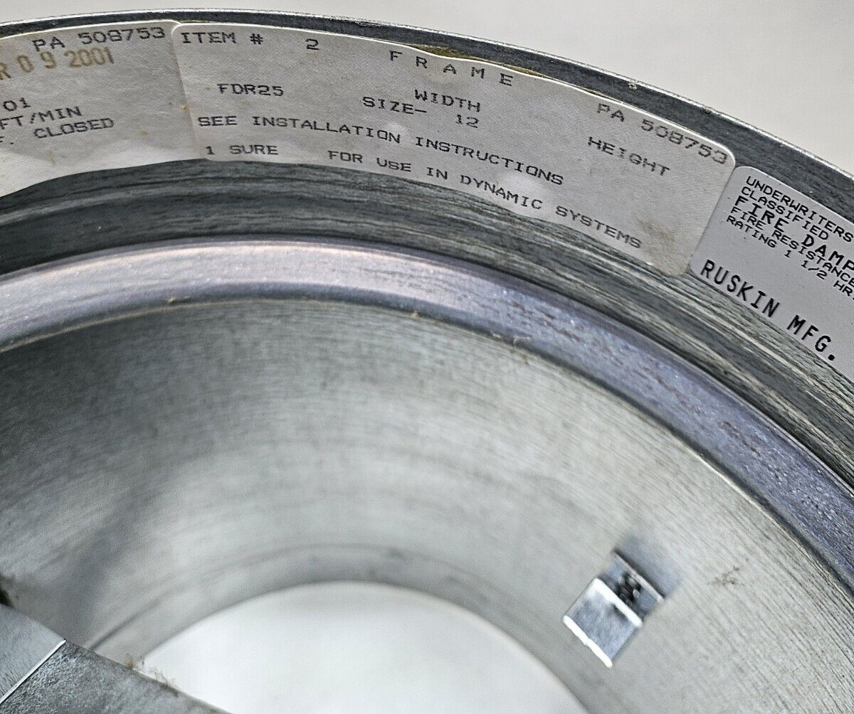 Ruskin FDR25 Rated Round Fire Damper 1-1/2 Hour 165 Degrees 12″ Rnd