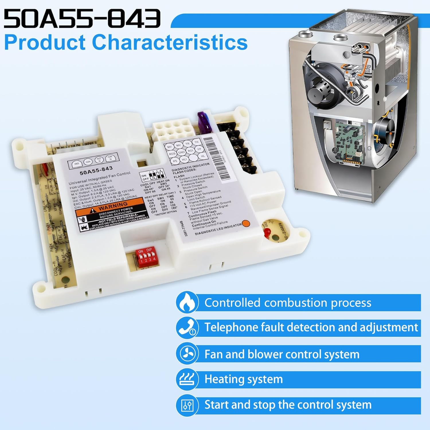 50A55-843 Furnace Control Circuit Board Replacement For White Rodgers Lennox