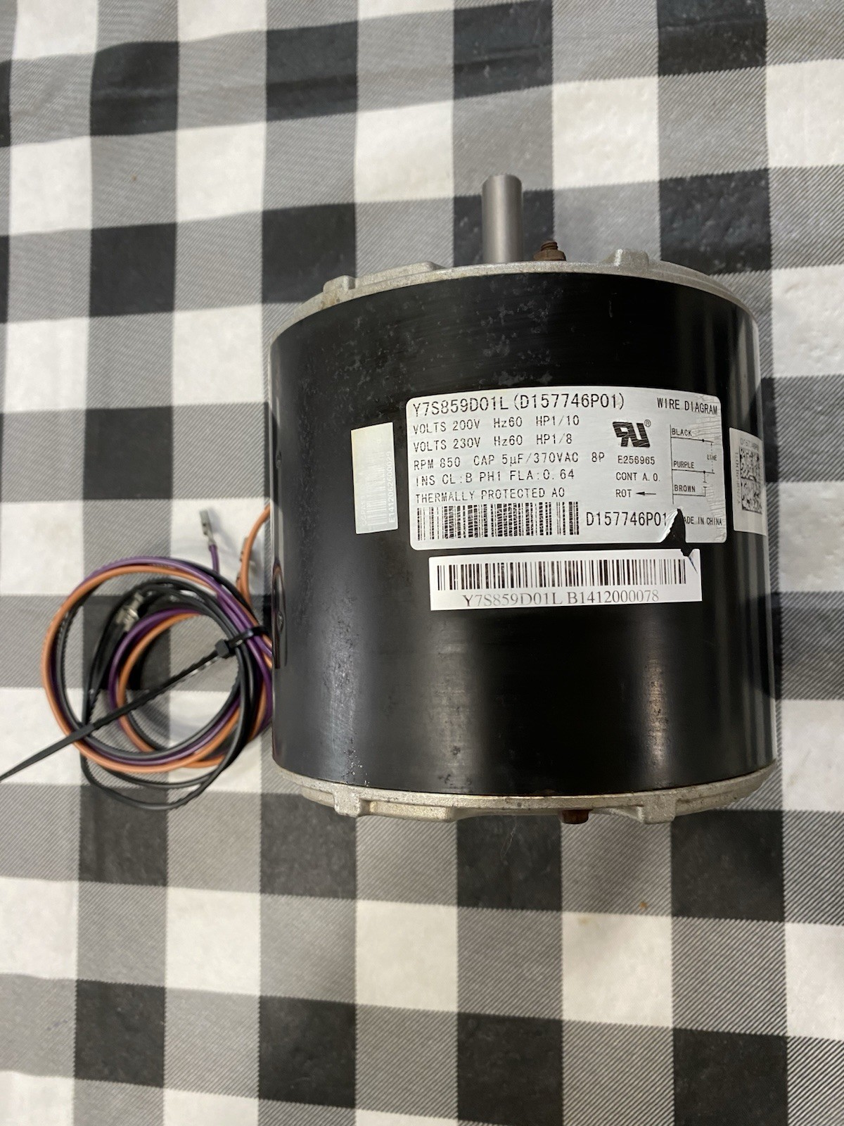 Trane Zhongshan Broad-Ocean Y7S859D01L Condenser Motor D157746P01 200/230V