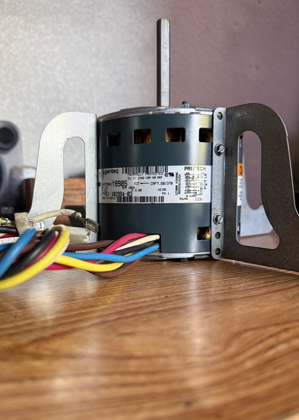 Genteq PROTECH Y890S Blower Motor 115V 5.00A 1 Phase Thermally Prot