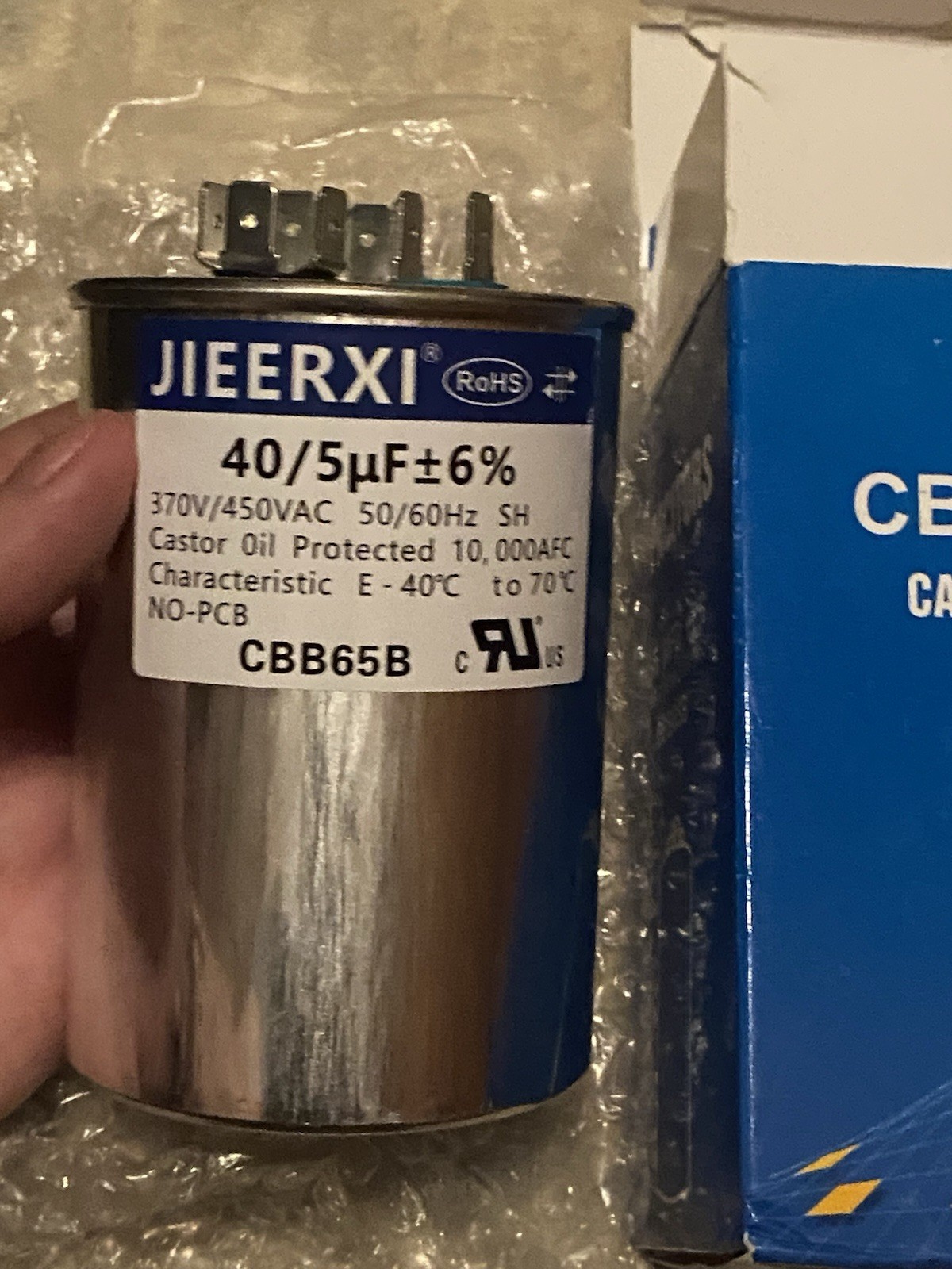 JIEERXI CBB65B Dual Run Capacitor 40/5uF 370/450VAC ±6% 50/60Hz