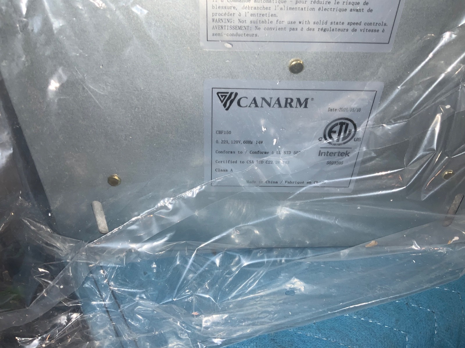Canarm Cbf150 Exhaust Fan,Ceiling,Round,Steel (S1I1) 844HM2