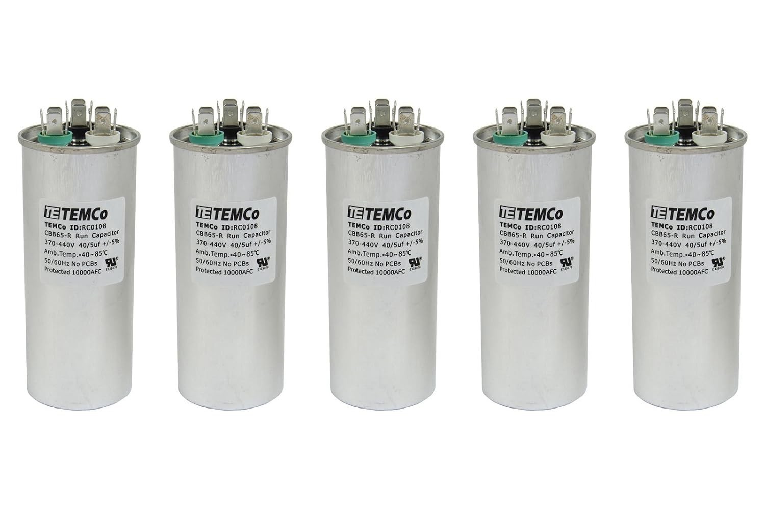 TEMCo 40/5 uF Dual Run Capacitor 370-440V 50/60Hz