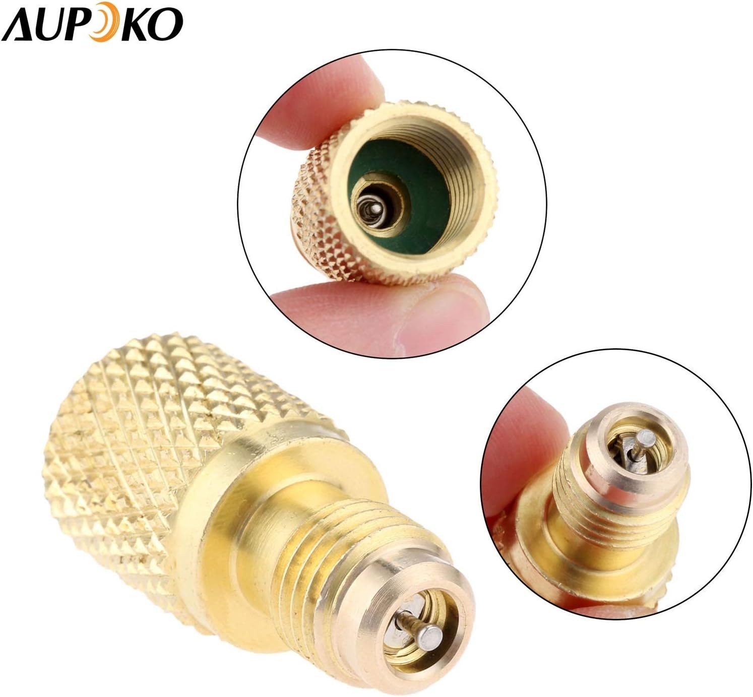 Brass Adapter Fitting with Valve Core, 1/4″ Male to 1/2″ Female for AC Refrigera
