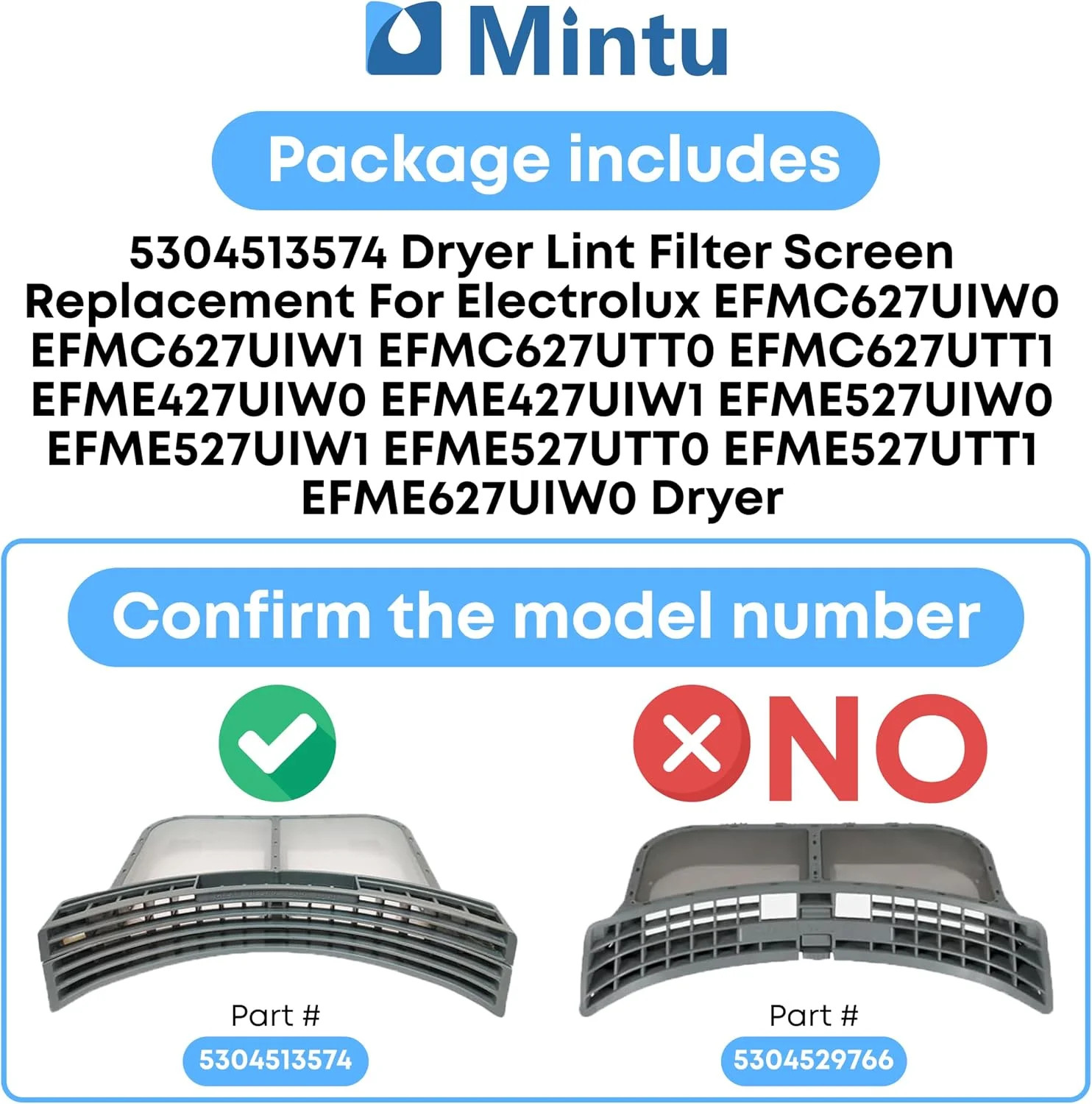 5304513574 Dryer Lint Filter Screen Replacement Filter Trap Compatible with Elec