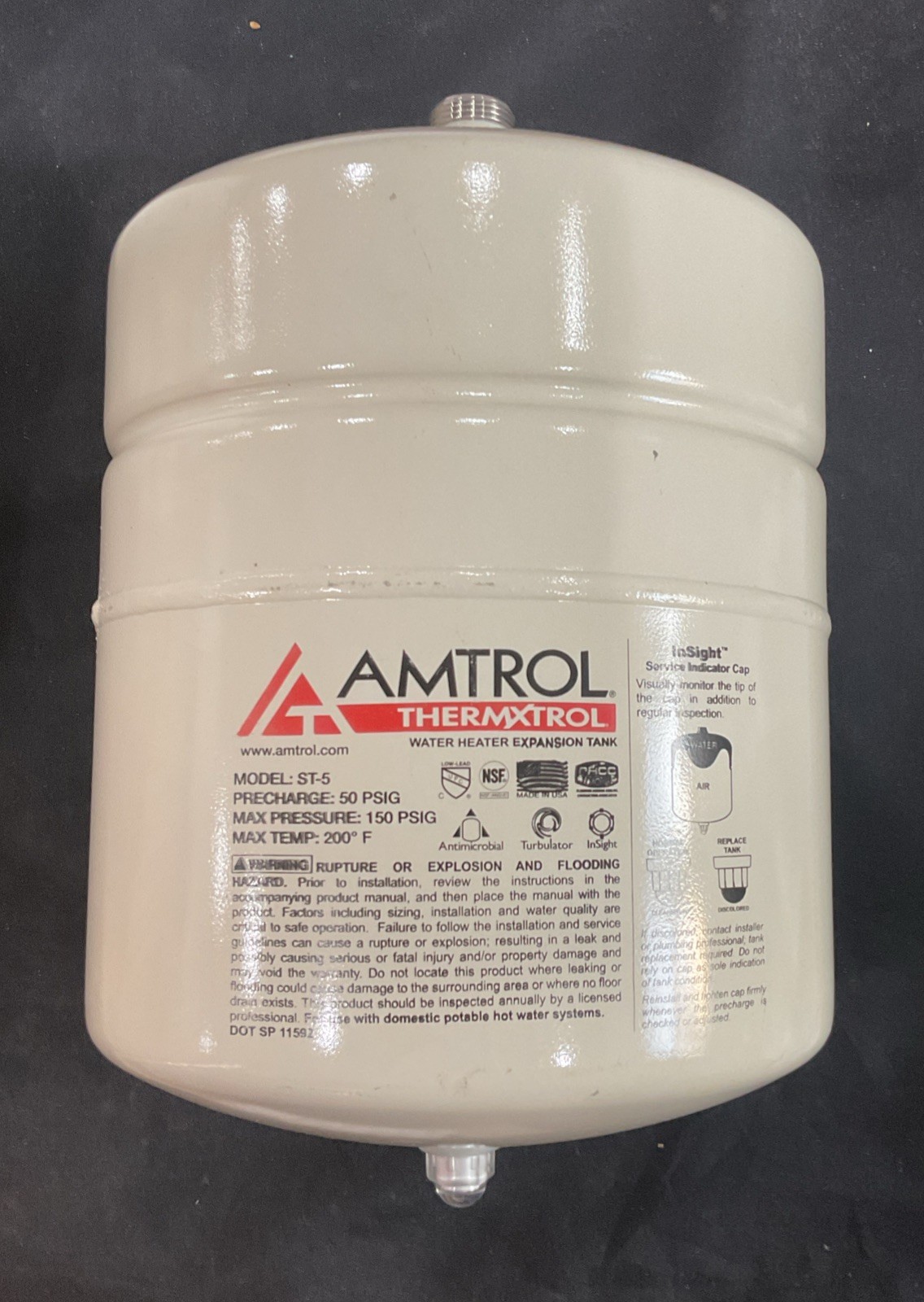 Amtrol Water Heater Expansion Tank 2.0 Gallon Volume *Used Condition* ST-5 L16