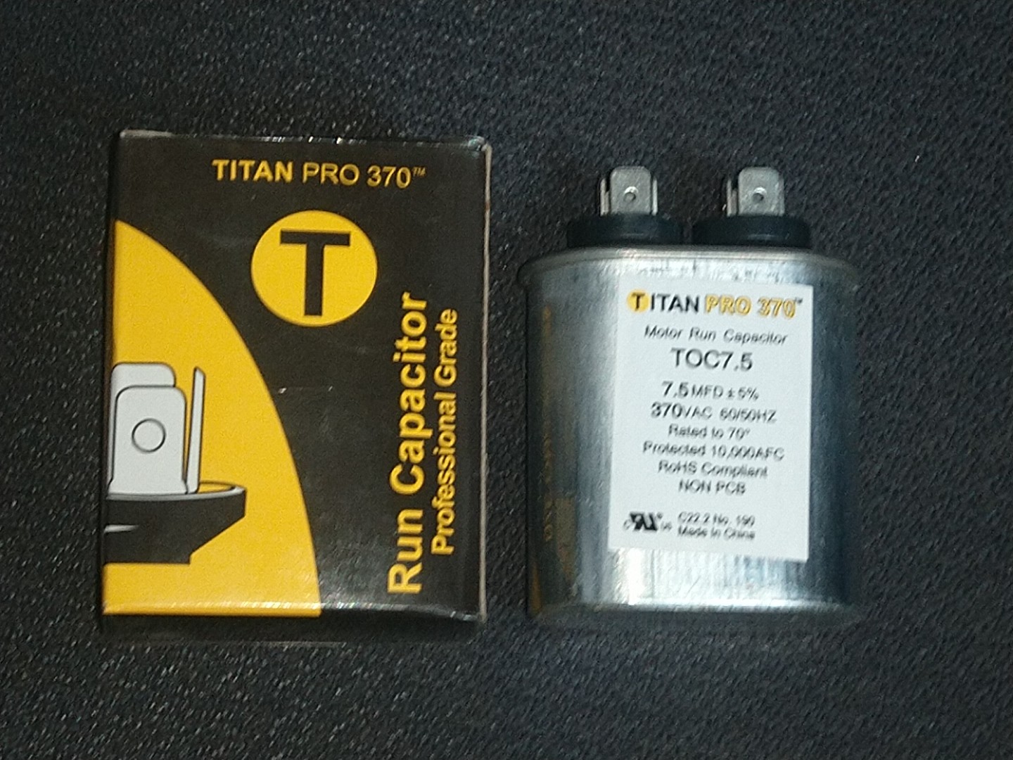 Titan Pro 7.5uf Motor Run Capacitor (TOC7.5) 7.5 mfd UNIVERSAL HVAC Capacitor 26