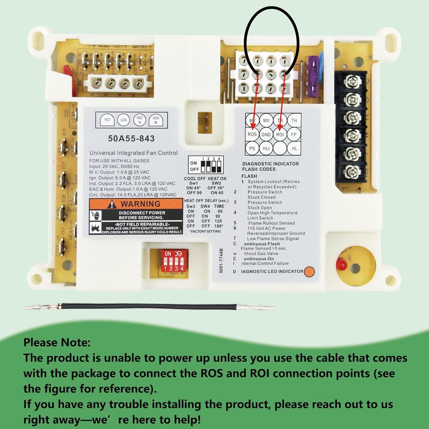 Replacement for White-Rodgers 50A55-843 Furnace / Ignition Control Board MORE!