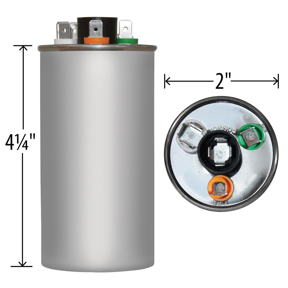Goodman CAP050400440CT USA Replacement – 40 + 5 uf/Mfd 370/440 VAC AmRad Round